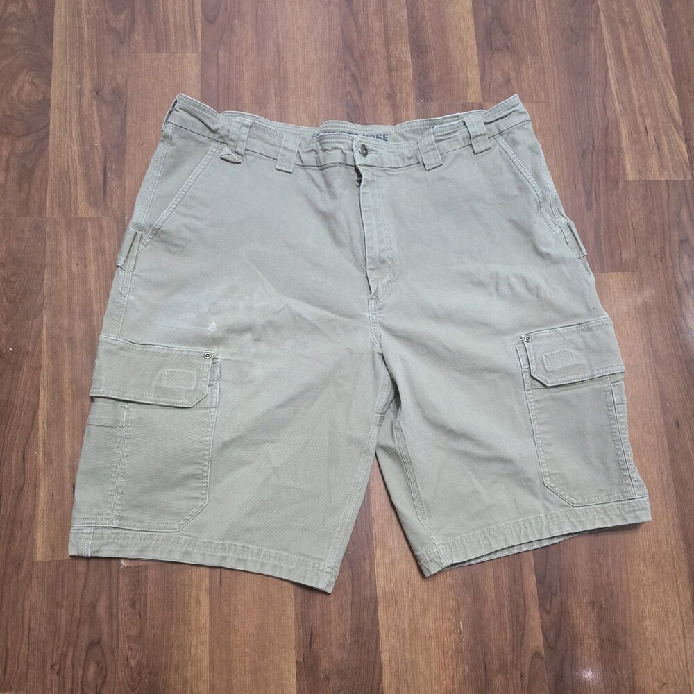 Duluth Trading Company Flex Fire Hose Men Tan Relaxed Cargo Shorts Summer Hiking